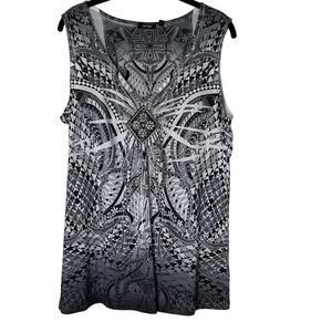 Apt. 9 Geometric Print Knit Sleeveless Top - Size XL - Black/Gray/White